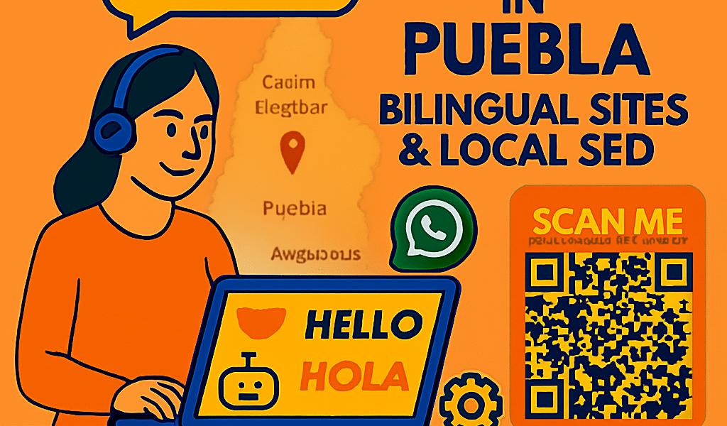 Bilingual web development in Puebla with chatbot integration, smart forms, and SEO for Centro Histórico, Angelópolis, and San Andrés Cholula.